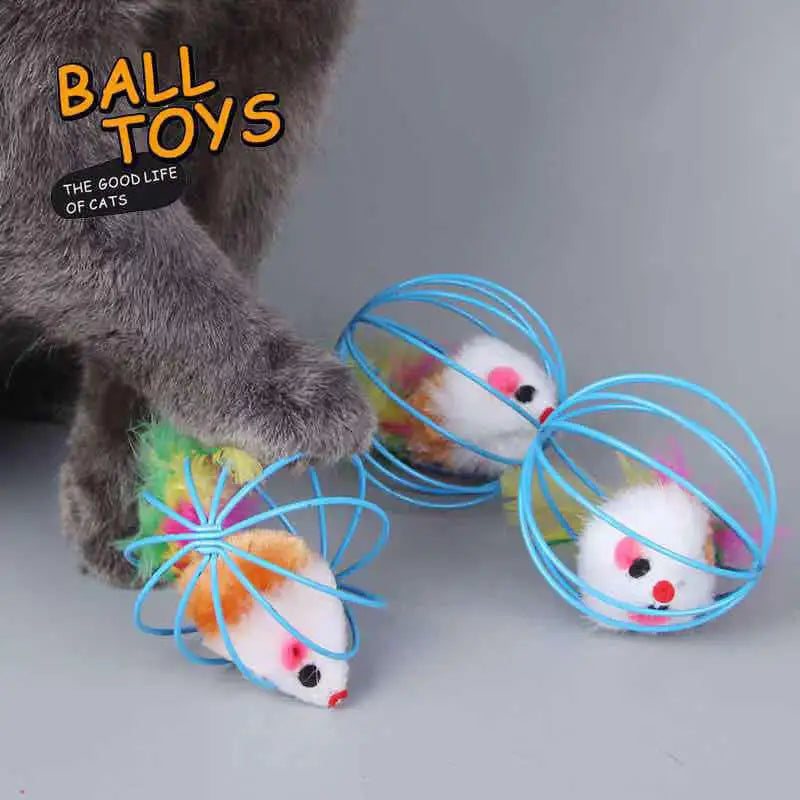 Rato colorido em gaiola para gatos - Luupet