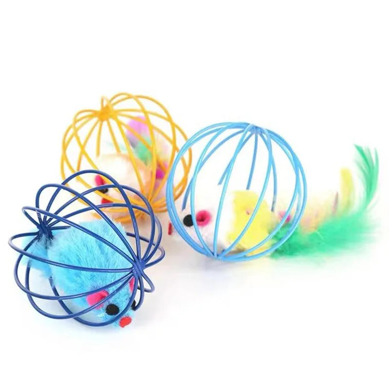 Rato colorido em gaiola para gatos - Luupet