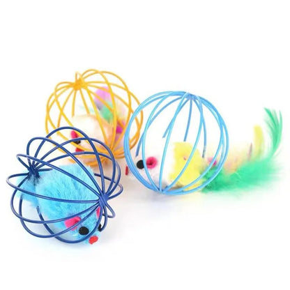 Rato colorido em gaiola para gatos - Luupet