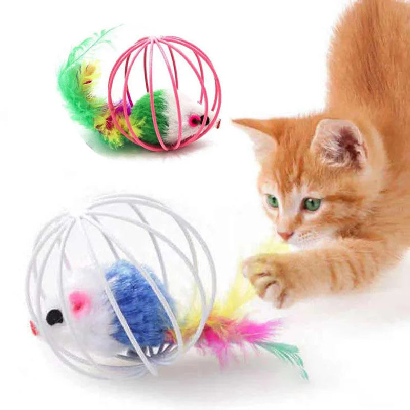 Rato colorido em gaiola para gatos - Luupet